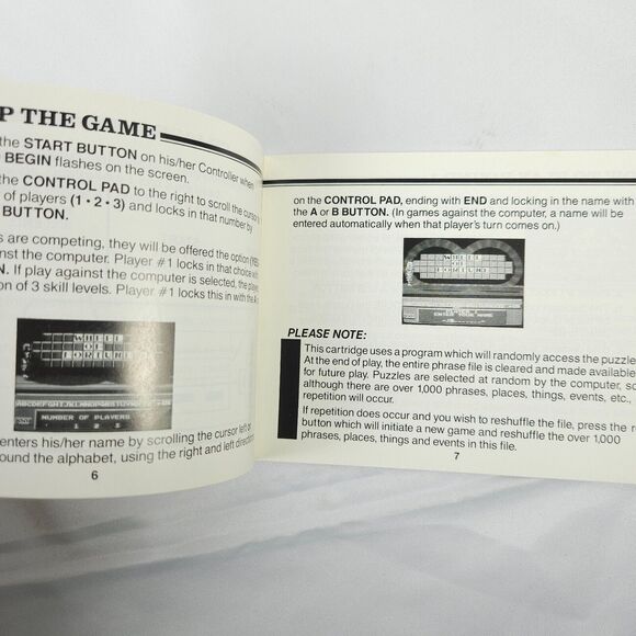 WHEEL OF FORTUNE Nintendo NES Instruction Booklet Manual *ONLY* - Picture 3 of 5